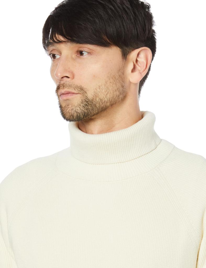 Amazon Essentials Men's Rib Knit Turtleneck Sweater, 100% Cotton, Ivory, Size XL