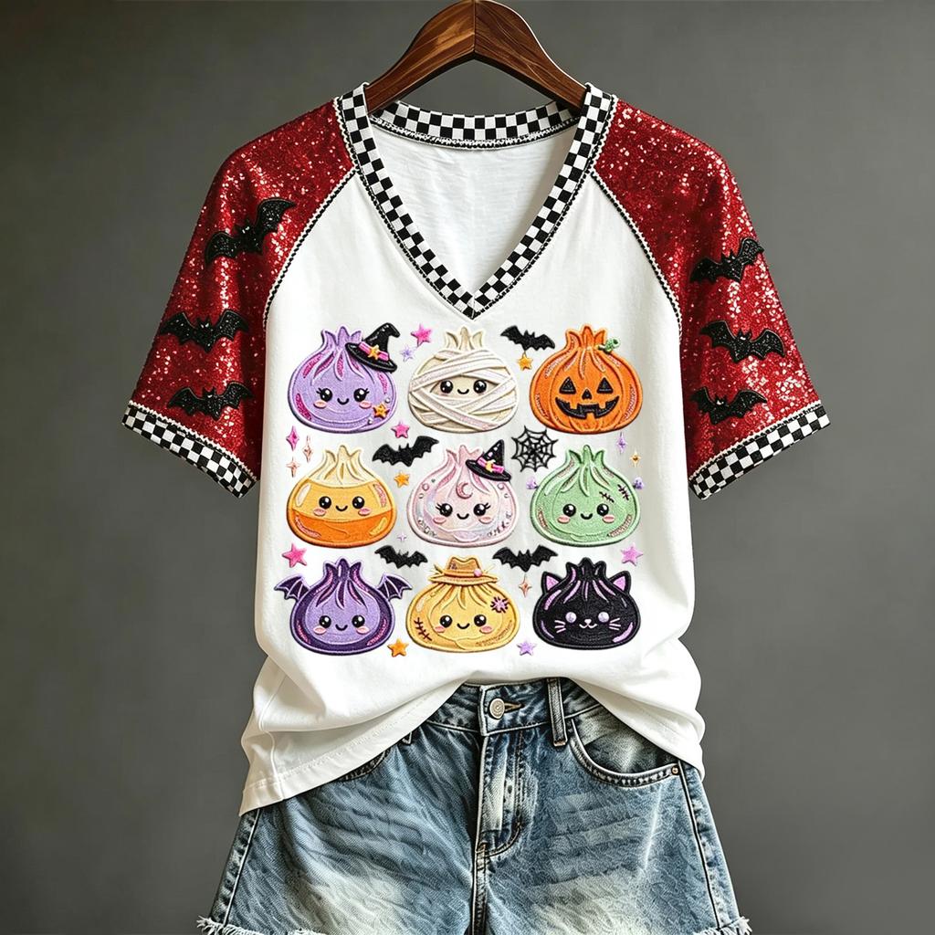 Women's Halloween Cute Printed Short Sleeve T-Shirt