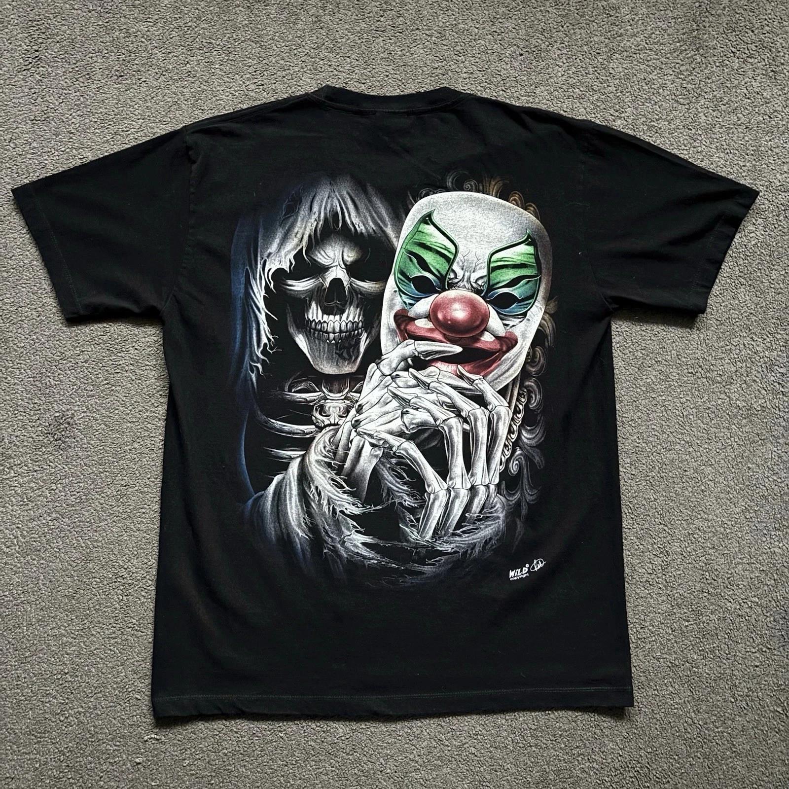 

90s/00s Retro Wild Joker Reaper Horror Spray Style T-shirt Retro Commemorative T-shirt Daily Outdoor Men Fan Printed T-shirt... S разноцветный