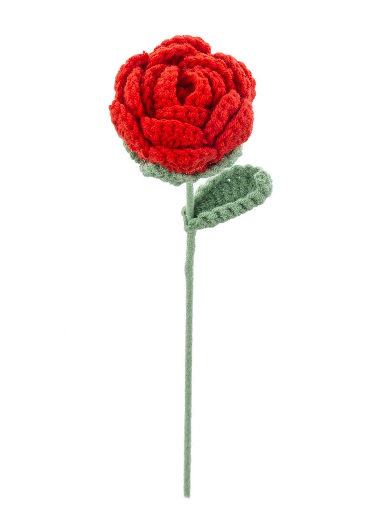 

1/5pcs Artificial Handmade crochet Rose finish product Outdoor garden arch Wedding bridal bouquet Home bonsai party Diy gift box 1pc красный