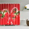 Merry Christmas Shower Curtain Christmas Home Decor Snowman Santa Claus Bathroom Curtain Polyester Fabric Bath Screen with Hooks