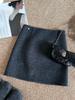 Women's Gray Woolen A-Line Mini Skirt - 2025 Autumn/Winter Korean Style