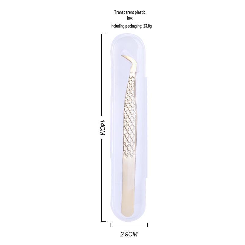 Golden Feather Stainless Steel Lash Tweezers with Net Grip for Precision Eyelash Application