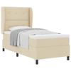 Box Spring Bed with Mattress and Headboard Cream 80 X 200 Cm Fabric