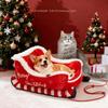 Gemütliches Weihnachtsschlitten Haustierbett Rutschfester Boden Waschbares Katzen Hund Nest Abnehmbare Flauschige Hundehütte Innen Außen