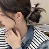 French Silver Pearl Earrings In Minimalist C-Shape Design - Elegant and Versatile Studs