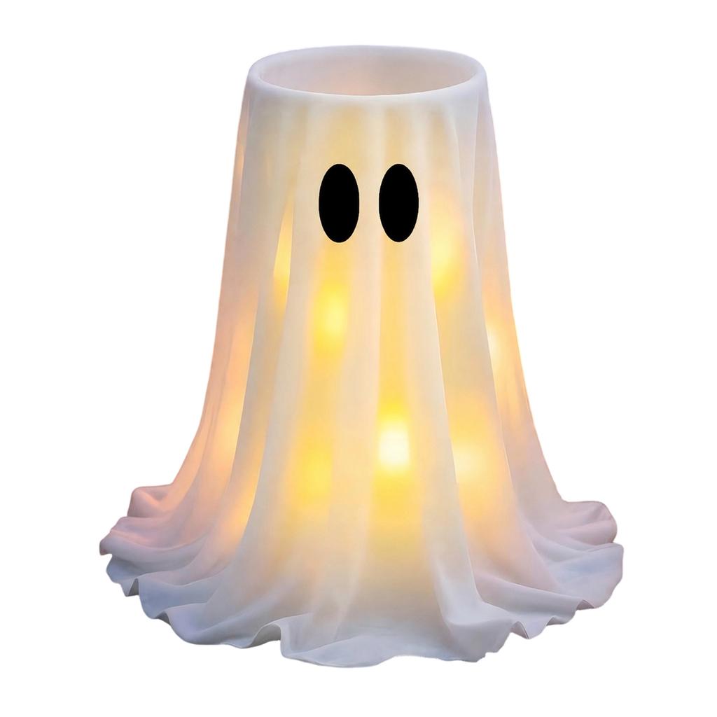 Expandable Halloween Ghost Candy Holder Storage Stand Outdoor Porch Front Door Yard Decoration Prop with LED Light Effect