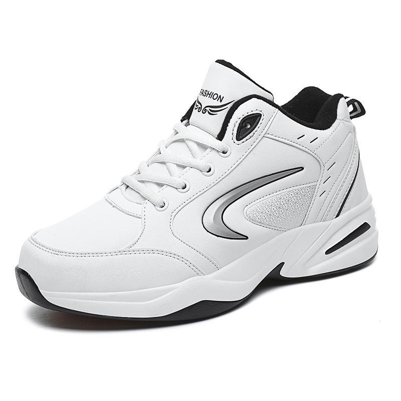 Pánské nepromokavé kožené černé sportovní boty – 2024 podzim/zima, protiskluzové, plus sametové, neformální tatínkové boty