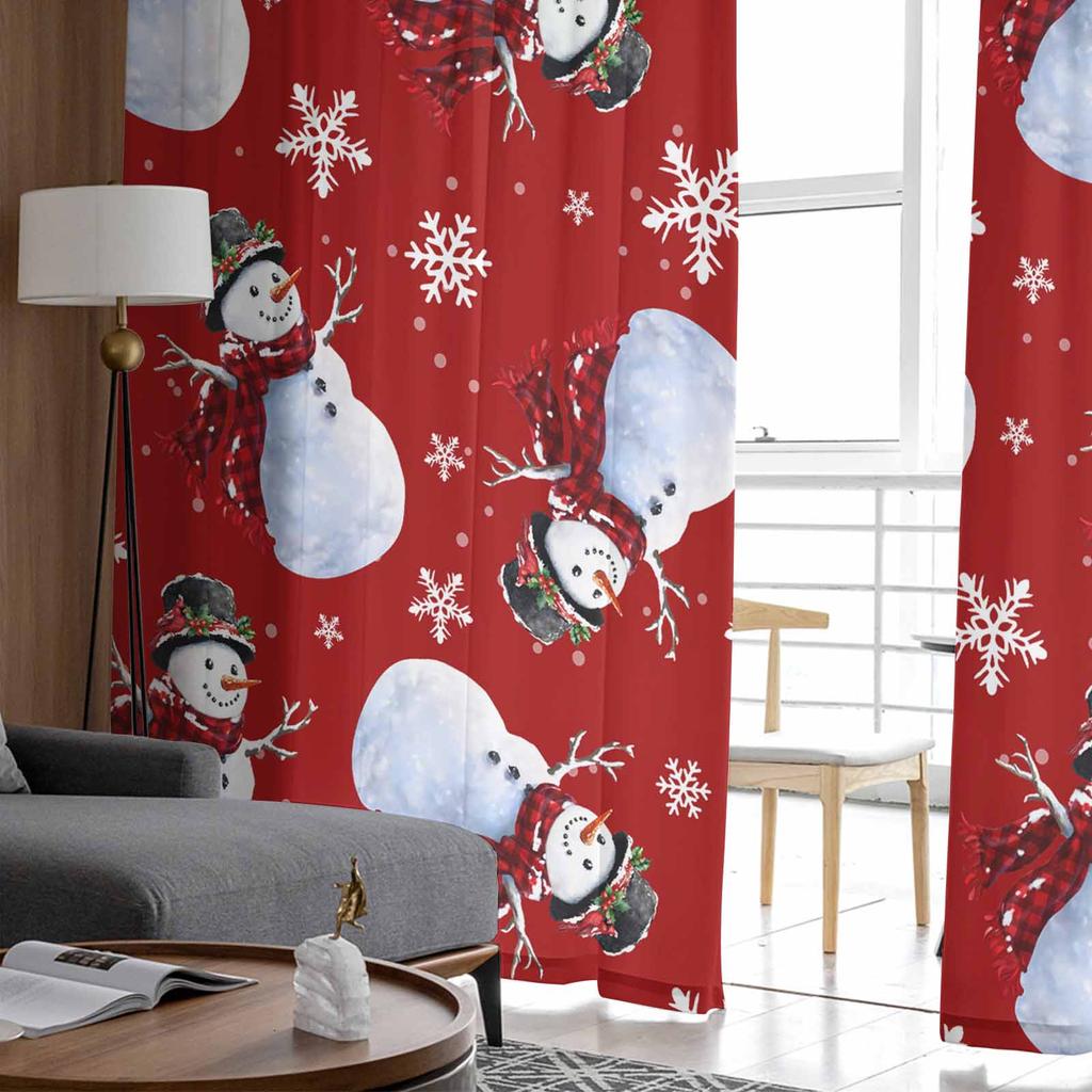 Tende di Natale e Inverno Pupazzo di Neve per Soggiorno Camera da Letto Decorazione Casa Finestra Voile Tulle Tenda Drappeggi