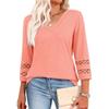 BITCED Women's Fashion Casual Solid Color Print Long Sleeve V-Neck  Blouses & Shirts