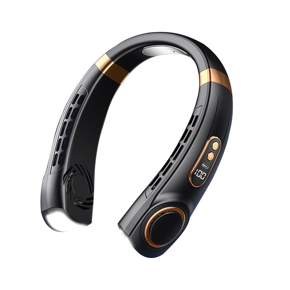 

Портативный вентилятор для шеи со светодиодным цифровым дисплеем, безлистный, бесшумный, мини-электрический вентилятор, перезаряжаемый через USB, 5-скоростной охладитель для шеи с атмосферной подсветкой 1PC чёрный