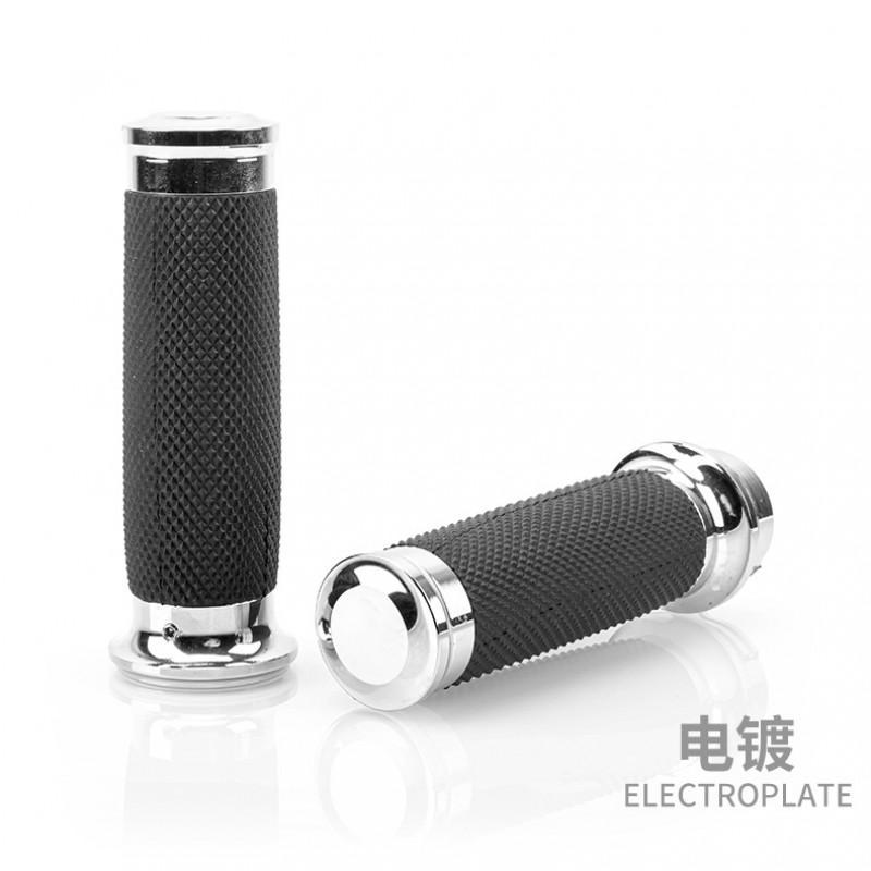Universelle 25mm Motorrad Lenkergriffe Harley XL883 1200 Schwarz Chrom Aluminium Anti-Rutsch Wasserdicht