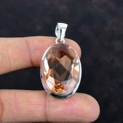 Ciondolo in morganite sfaccettata ciondolo in pietra preziosa autentica ciondolo in argento sterling 925 gioielli in morganite ciondolo antico fatto a mano regali per l'anniversario