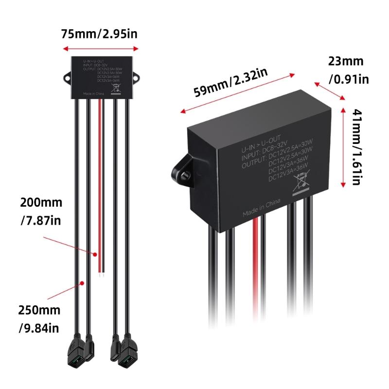Car Modification Modified Phone Charging Module 12V/24V To USB Type C Female Adapter Fast Charging Harness Accessories