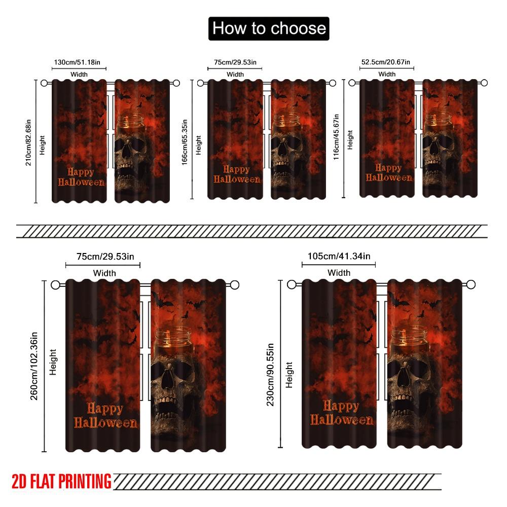 2pcs,2D Plane Printing Contemporary Curtains Skull (3) Versatile 100% Polyester (without Rod) Room Decor for Bedroom Living Room