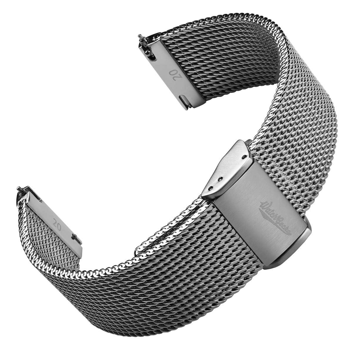 

Ремешок для часов WatchGecko Oblique Milanese Mesh с уникальным диагональным узором и скользящей застежкой подходит для всех типов часов застежка, (Полированная отделка, 21 мм)