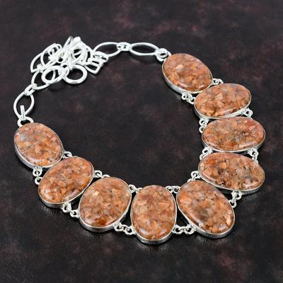 Collana con pietra solare Bellissimi gioielli con pietre preziose Collana in argento sterling 925 Collana a catena regolabile Regalo per donne Collana elegante fatta a mano