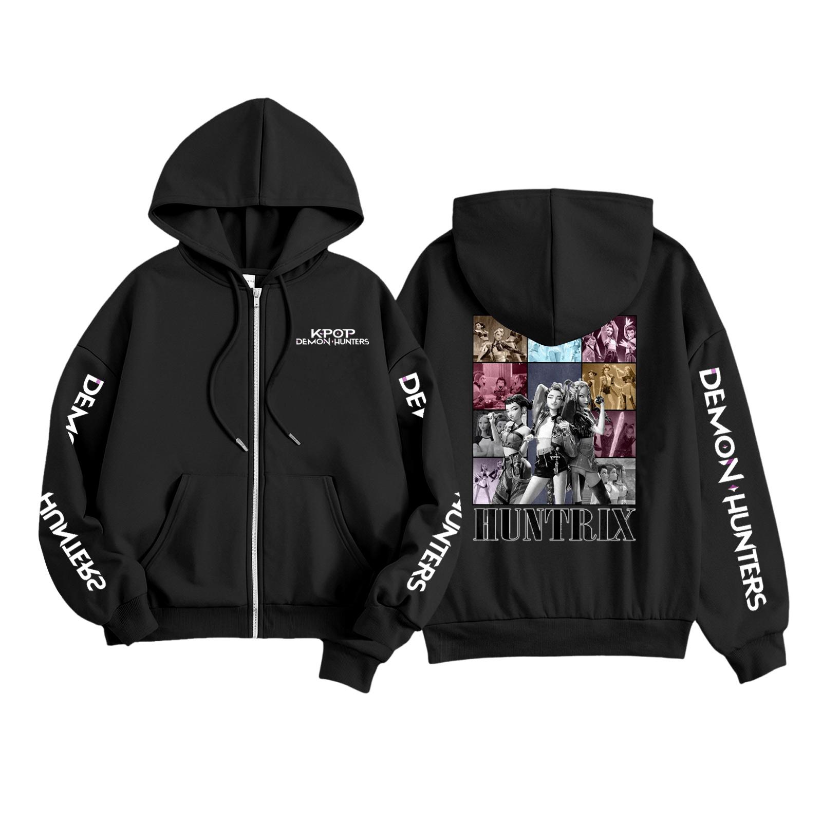 

Детская мода Женская легкая толстовка с длинным рукавом на молнии Толстовка с принтом и карманами 100 чёрный