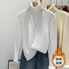 Women Fleece Lined Thick High Neck Warm Inner Knit Sweater Casual Top