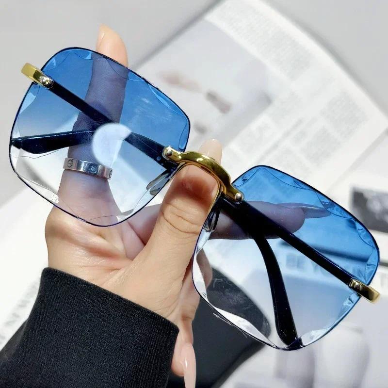 Square Sunglasses Woman Fashion Rimless Gradient Sun Glasses Brand Designer Sunglasses for Women