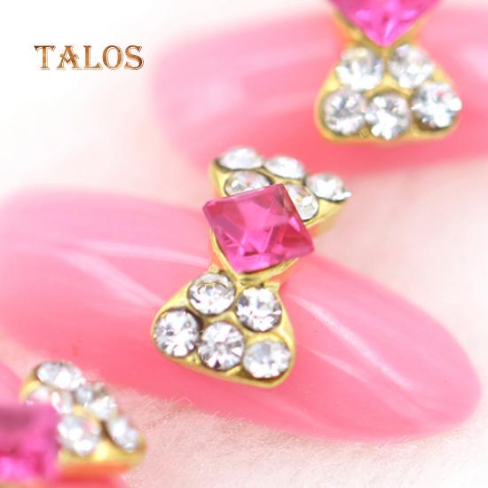 10Pcs 3D Shape Glitters Rhinestone Alloy Bowknot DIY Decal Nail Art Tips Stickers