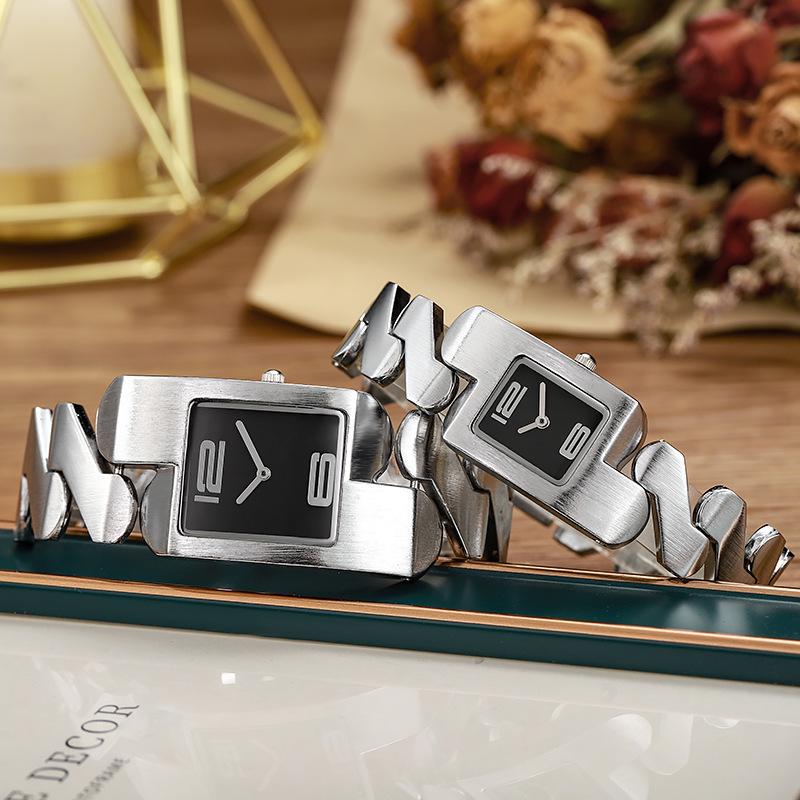 Elegante Retro Quadratische Quarz Armbanduhr für Paare - Gold Vintage Klassisch