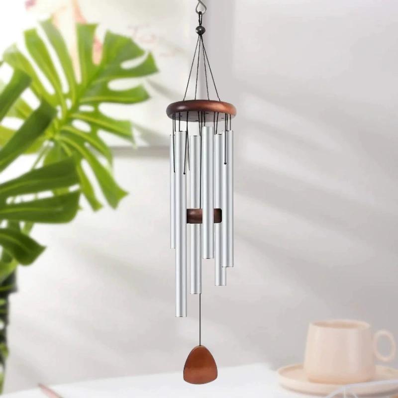 

Retro aluminum tube wind chime metal home decoration pendant outdoor condolence bell серебряный
