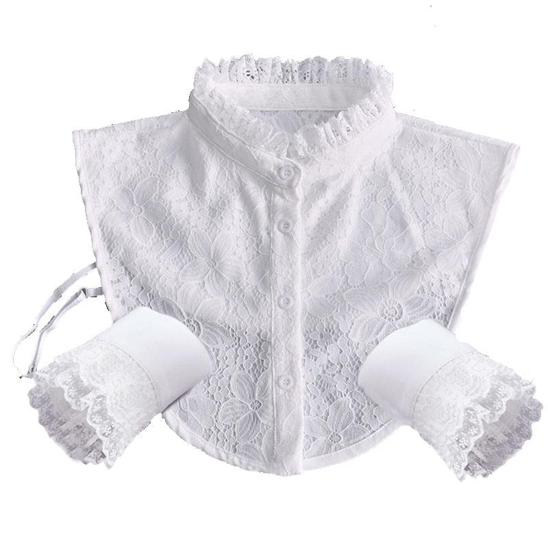 Men's Shirts Fake Collar Fake Cuff Sets Removable Half Shirt Fake Collar+Sleeved Formal Wear Shirt Detachable Collar Set