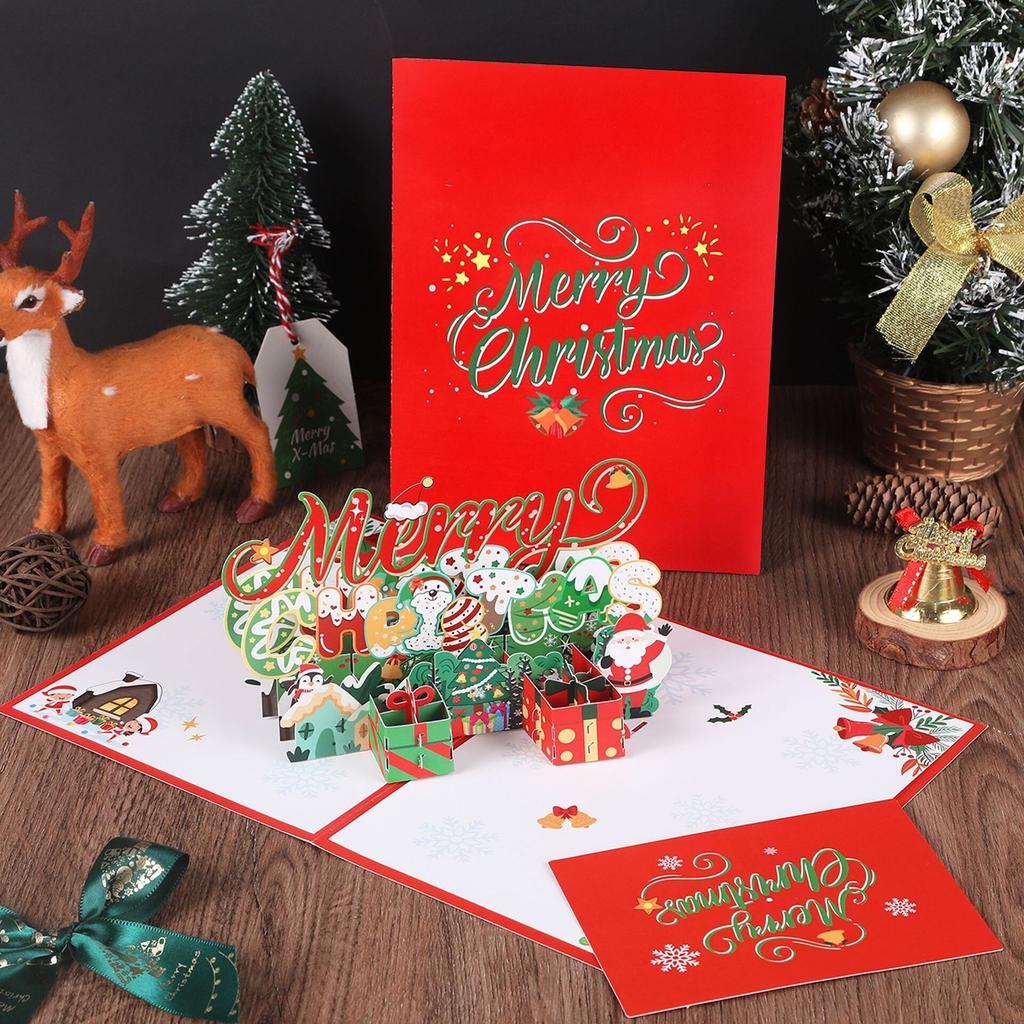 Weihnachtsbaum 3D Pop-Up Karte Weihnachten Funkelnde Fantasie Grußkarte Weihnachtsbaum Segensgeschenk Nachrichtenkarte