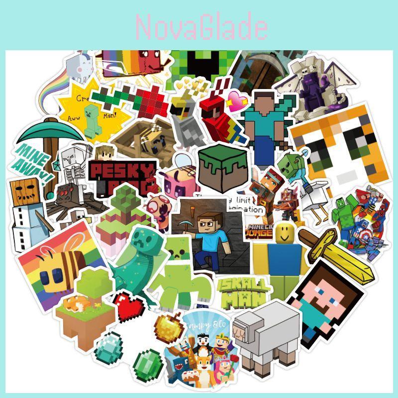 Minecraft 50pcs Game Stickers Pvc Waterproof Lapyop Bike Luggage Suitcase Decals