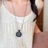 Vintage Long Irregular Circular Pendant Necklace For Women Ethnic Adjustable Sweater Chain