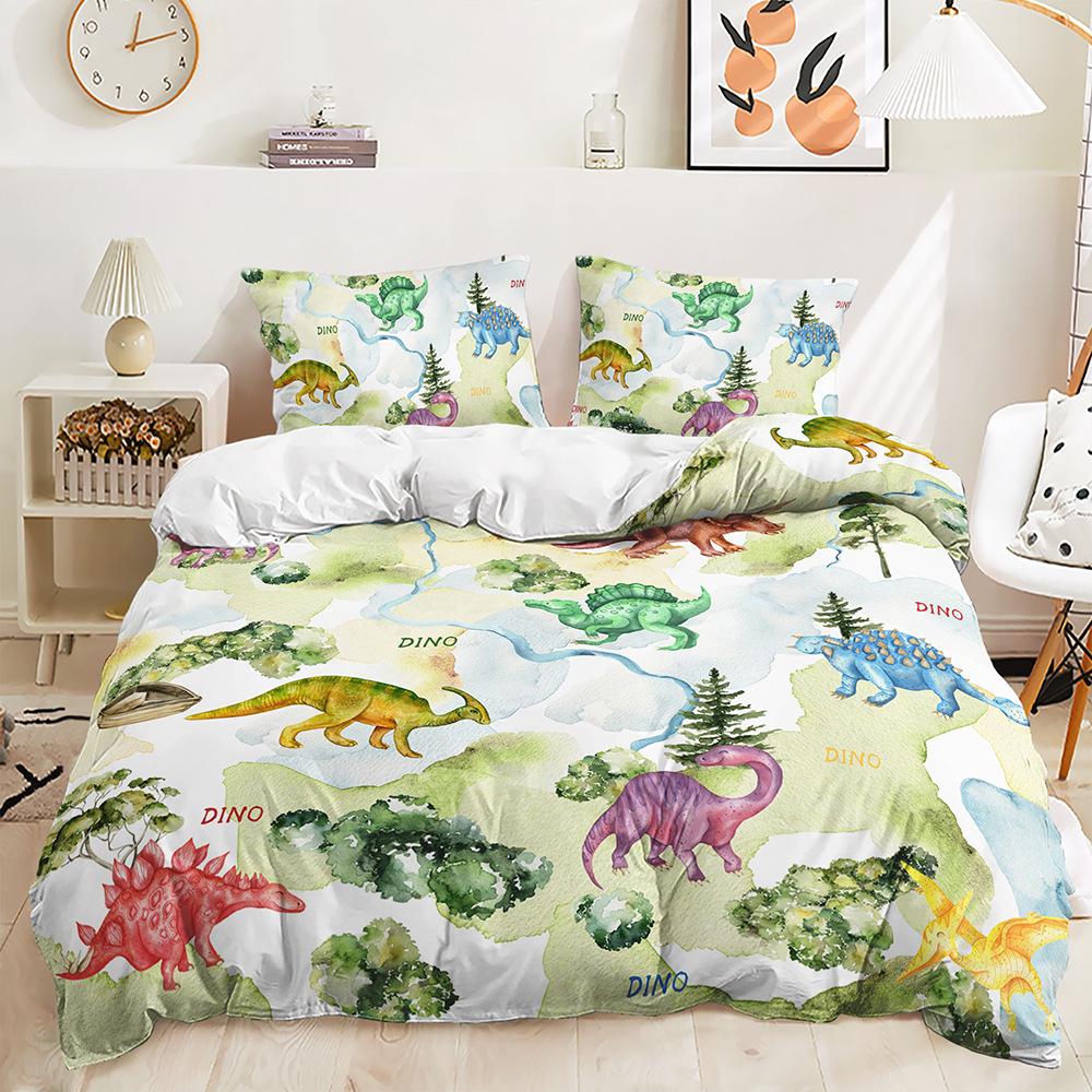 Three-Piece Cartoon Dinosaur Quilt Set Two-Piece Bedding Set