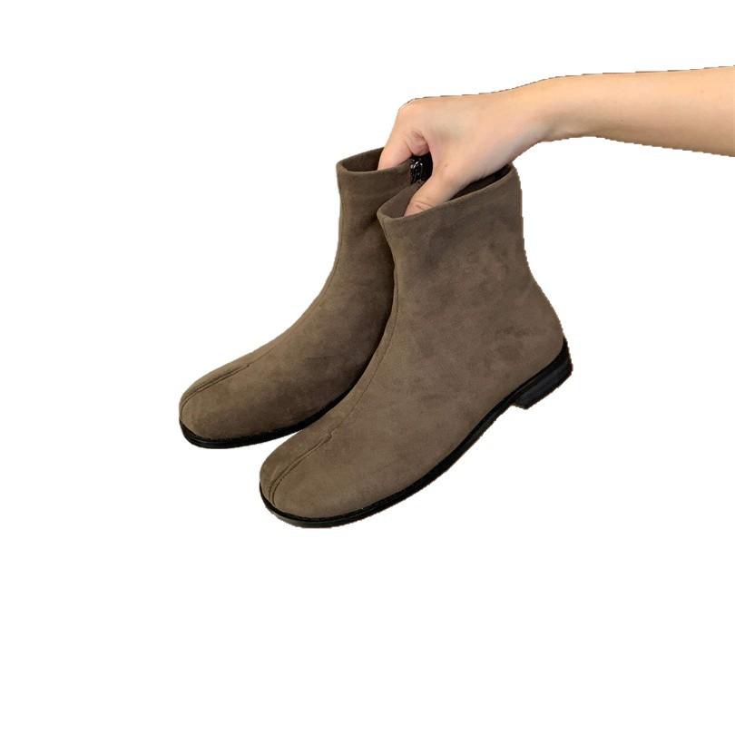 Trendy brand flat-soled retro Martin boots women's shoes 2025 new autumn and winter Boken and ankle boots Boken small short boots