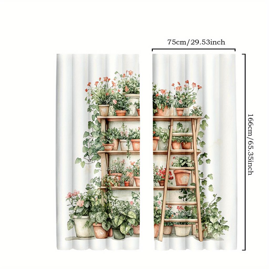 2pcs Flower Plant Kitchen Curtains   Green Leaf Cafe Short Window Drapes for Laundry & Dining Room Decorative curtains