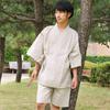 Edoten Jinbei traditional Cool Summer Original Japanese Wind Thunder Wave LL Shijira-woven (Japanese clothing), Wear, 100% Cotton, Discharge-dyed