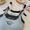 Spicy Girl American Letter Print Spaghetti Strap Racerback Tank Top with Chest Pads for Women