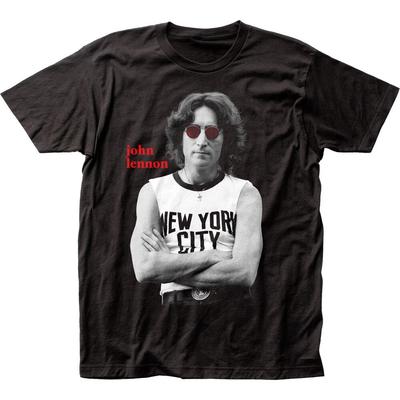 John Lennon NYC B&W Męski T-shirt Rock and Roll Muzyka Klasyczny Zespół Nowy Czarny