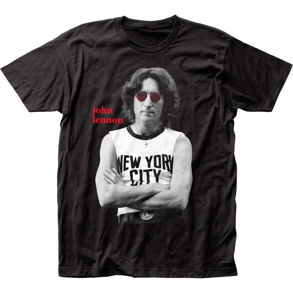 

Джон Леннон Нью-Йорк Ч/Б Мужская футболка Рок-н-ролл Музыка Классическая футболка группы Новая Черная S