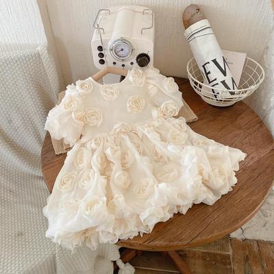 2023 Spring and Summer Girls' Flower Princess Dress Girl Baby Dress Children's Birthday Dress Short Sleeve Fashion