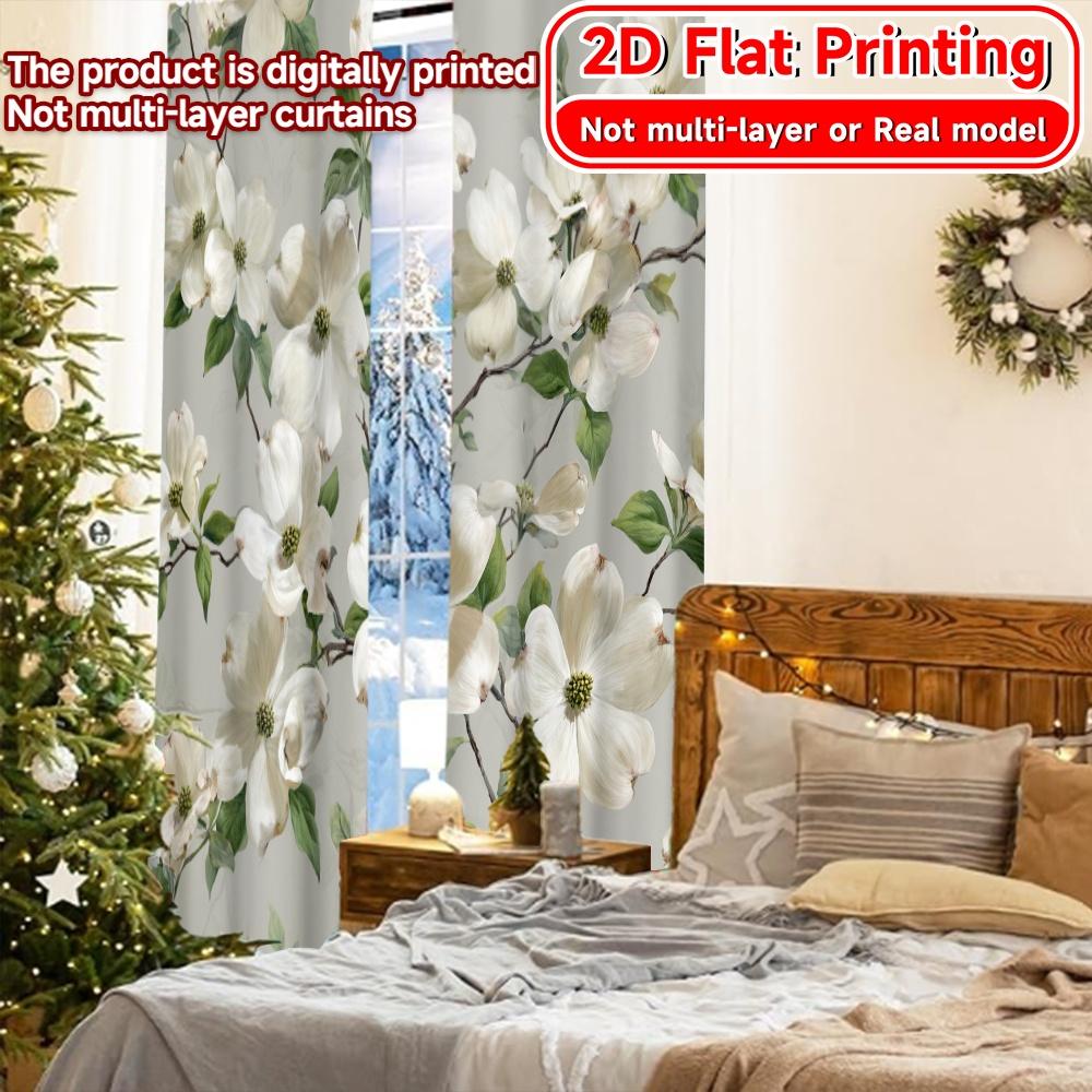 2D Flat Printing  2pcs Floral Cascade Fashionable Modern Curtains Yarn Curtains Decorations Inside Use for Bedroom   Living Room