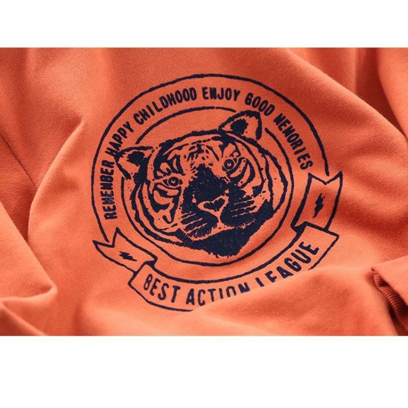 Boy's Cartoon Pure Cotton Hoodie T-shirt for Spring and Autumn New Style, Loose and Versatile Casual Top for Children, Medium and Large Size