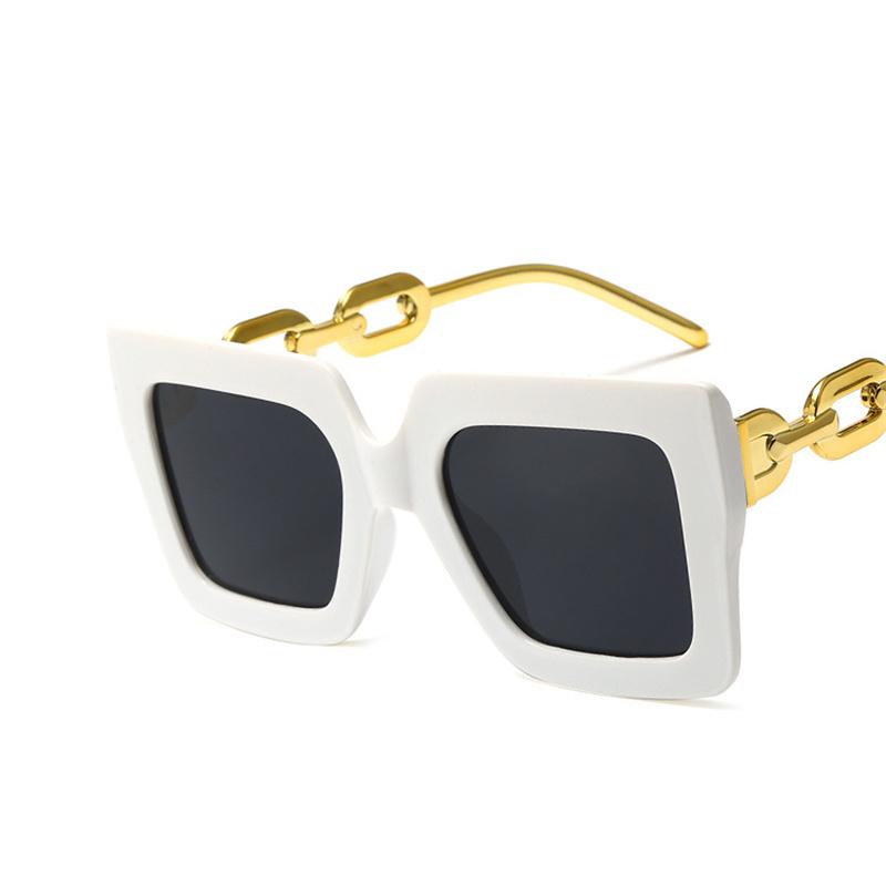 Retro Square Personalized Oversized Frame Chain Sunglasses Women Fashion Vintage Sun Glasses  Femme