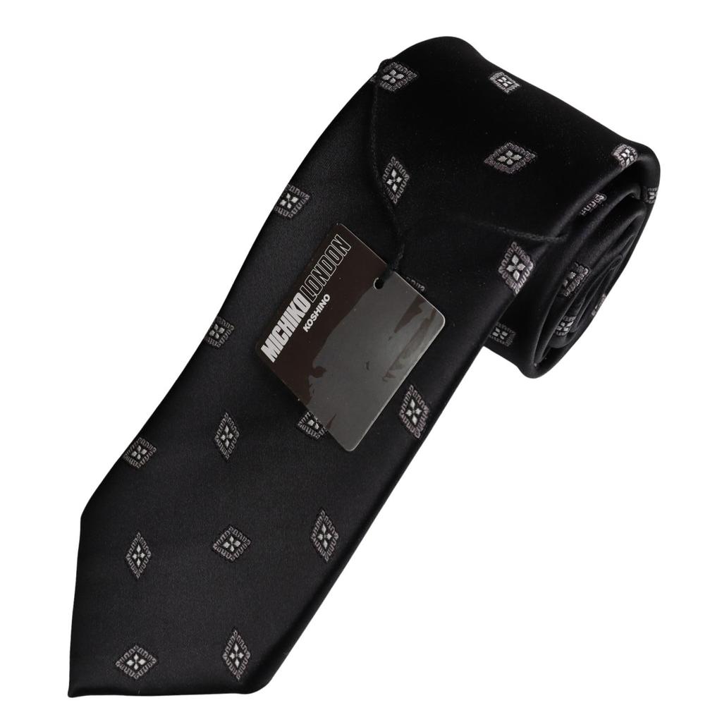 [Michiko London] Wrinkle-resistant bonded fabric with lining for added volume. Made in Japan. KOSHINO brand tie. Small pattern. 100% silk. Unisex.