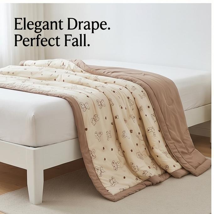 Ultra Soft Cotton Summer Cooling Quilt Cute Cartoon Print Washable Lightweight Single Double For Bedroom Dorm All Season Gift Use
