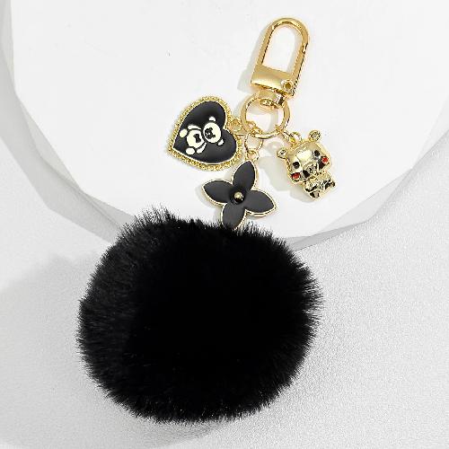 Beautiful Plush Bobble Keychains Cartoon Bear Fashionable Gold Color Ornament Present for Friends Party Favors