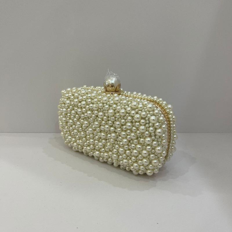 New Women's Bag, Dinner Bag, Pearl Round Bead Clutch Bag, Beaded Women's Dress, Banquet, Bridal Square Bag