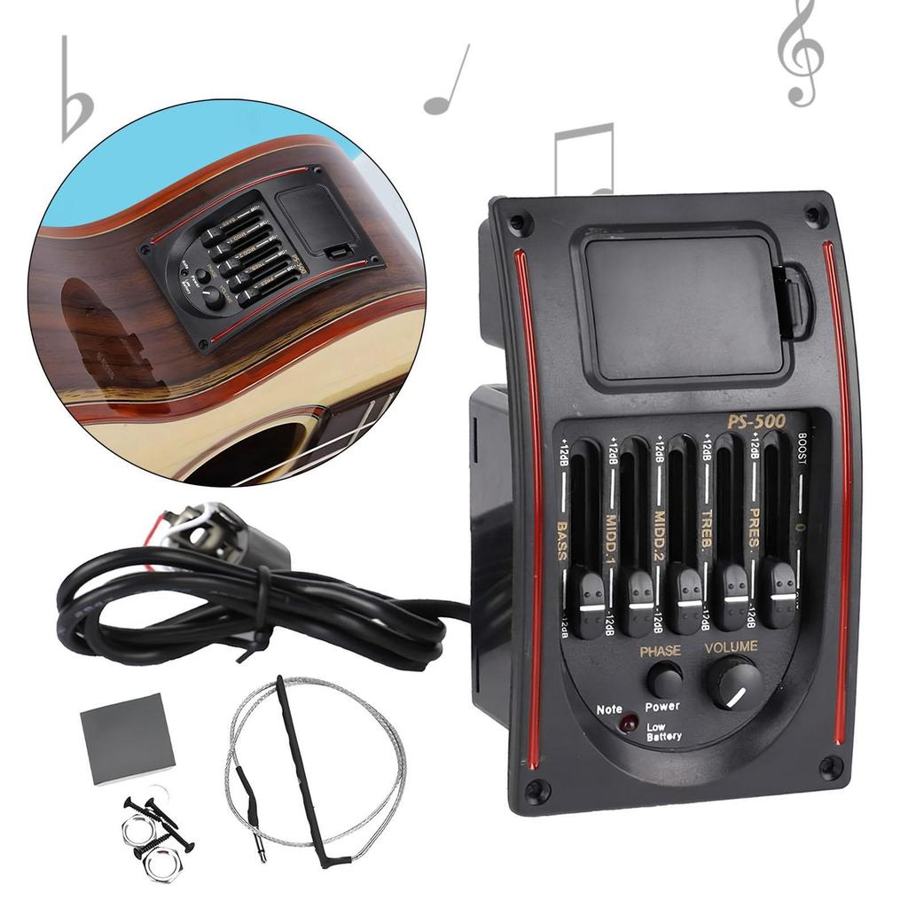 Guitar Pickup Piezo Preamp EQ Tuner LCD Display Tone Control for Classical Acoustic Guitars Performance Tools