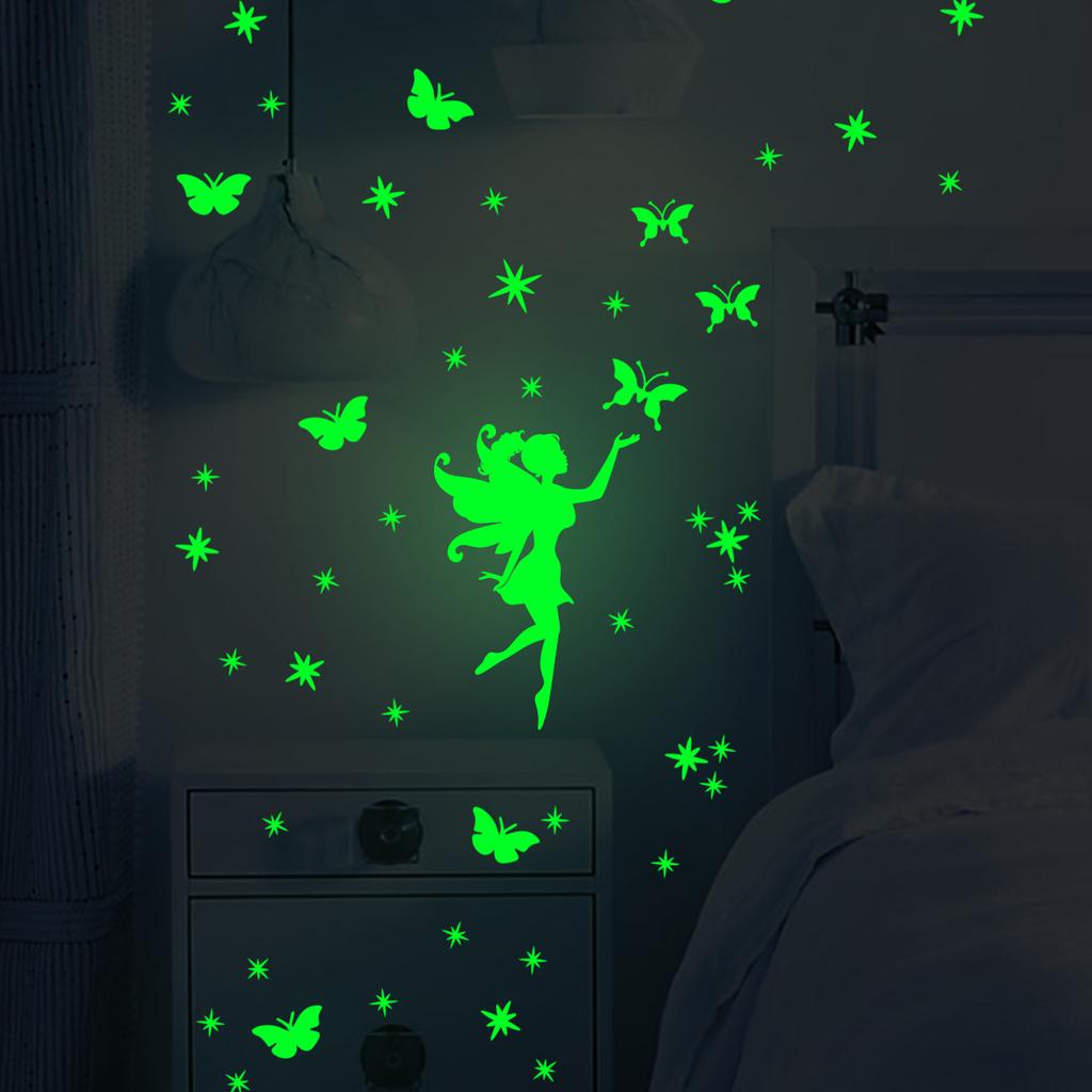 Colorful Luminous Fairy Little Fairy Butterfly Star Room Decorative Wall Sticker Bedroom Background Wall Decorative Wall Sticker