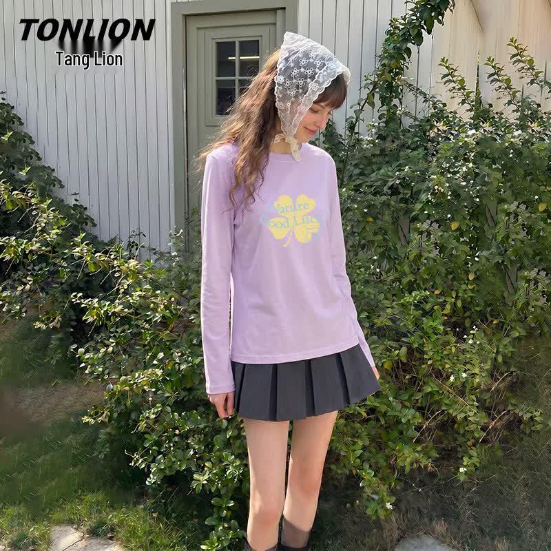 TonLion Women s 2026 Pure Cotton Long Sleeve T-shirt 2XL
