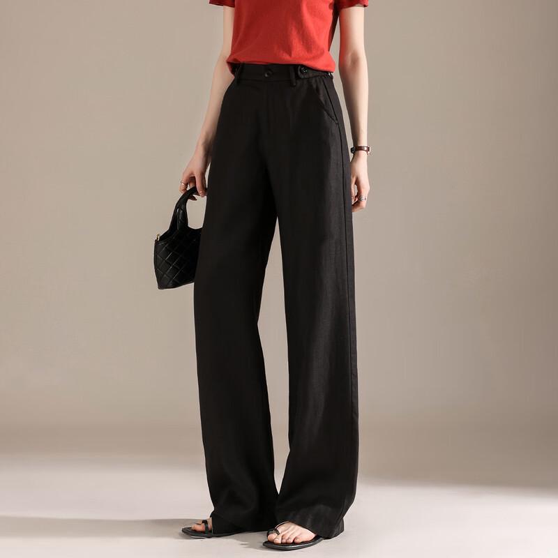 RAIN.CUN Women's Tencel-Linen Blend High-Waist Wide-Leg Pants